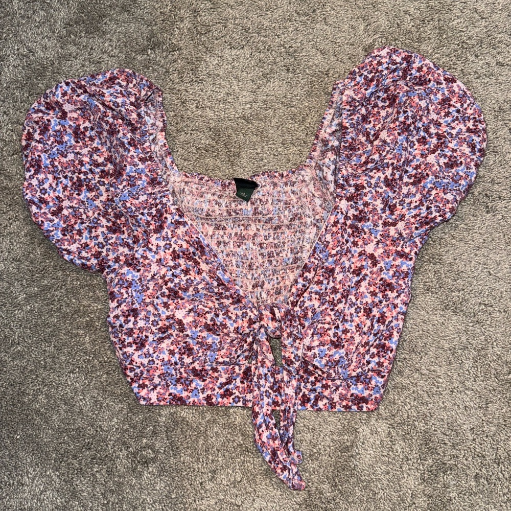 Wild Fable Pink Floral Cropped Blouse